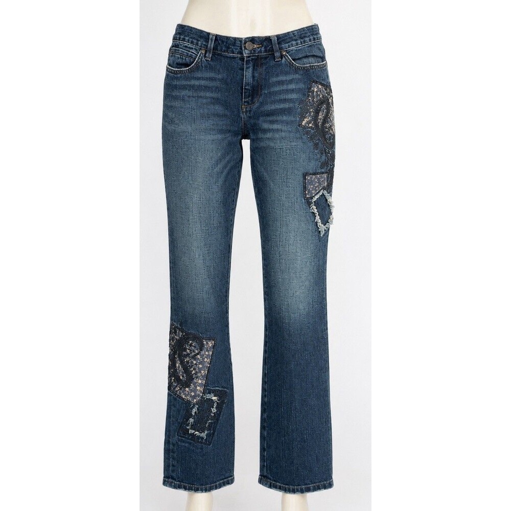 Lauren Jeans Co Ralph Lauren Patchwork Paisley Straight Leg Jeans Womens 8 Boho